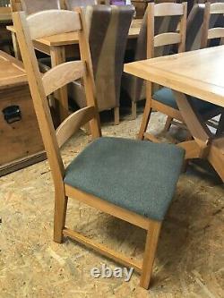 Barker & Stonehouse Solid Oak Dining Table & 6 Grey Upholstered Oak Chairs