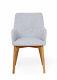 Baumhaus Oak Accent Upholstered Dining Chair Light Grey Linen (pair)
