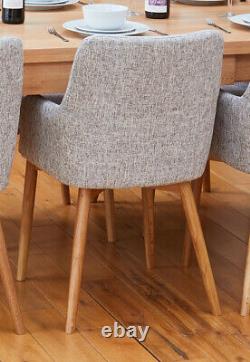 Baumhaus Oak Accent Upholstered Dining Chair Light Grey Linen (Pair)