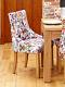 Baumhaus Oak Accent Upholstered Dining Chairs Floral Modena Fabric (pair)