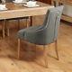 Baumhaus Oak Accent Upholstered Fabric Dining Chairs In Slate (pack Of Two)