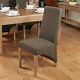 Baumhaus Oak & Fabric Dining Chairs Upholstered In Hazelnut (pack Of Two)
