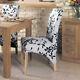 Baumhaus Oak Upholstered Fabric Dining Chairs (pair) Floral Pattern Solid Oak