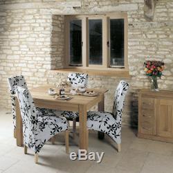 Baumhaus Oak Upholstered Fabric Dining Chairs (Pair) Floral Pattern Solid Oak