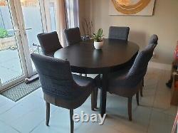 Baumhaus Shiro Upholstered 6 Dining Chairs + Ikea Bjursta Retractable Table