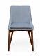 Baumhaus Walnut Upholstered Dining Chair Grey / Blue Linen (pair)