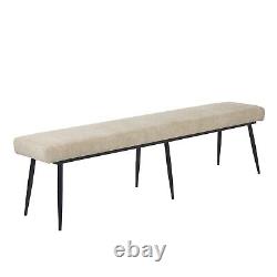 Beige Chenille Upholstered Dining Bench Seats 3 Colbie CLB007