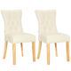 Beige Dining Chair Pu Leather High Back Chair Wood Legs Upholstered Seat 2/4 Pcs