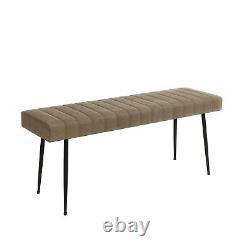 Beige Faux Leather Dining Bench with Black Legs Seats 2 Logan LOG012