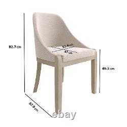 Beige Textured Upholstered Curved Dining Chair with Wooden Legs Etta ETA001