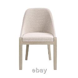 Beige Textured Upholstered Curved Dining Chair with Wooden Legs Etta ETA001