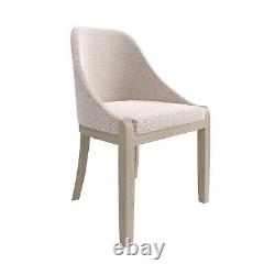 Beige Textured Upholstered Curved Dining Chair with Wooden Legs Etta ETA001