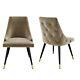 Beige Velvet Dining Chairs With Button Back & Black Legs Maddy Mdy005