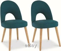 Bentley Designs Oslo Oak Teal Fabric Upholstered Dining Chair (Pair) Dining