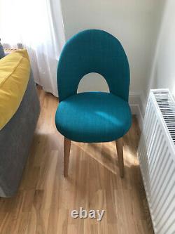 Bentley Designs Oslo Oak Teal Fabric Upholstered Dining Chairs 2x