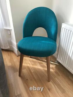 Bentley Designs Oslo Oak Teal Fabric Upholstered Dining Chairs 2x