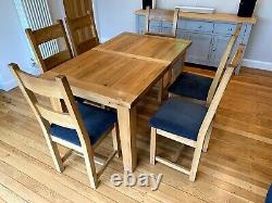 Besp-Oak Vancouver Petite Solid Oak Dining Table & 6 chairs (re-upholstered)