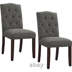 Better Homes and Gardens Parsons Tufted Grey Dining Chair (Set of 2)
