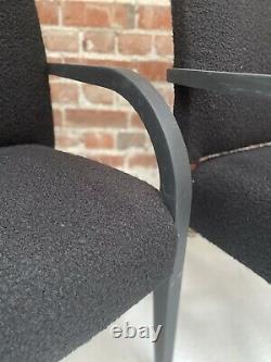 Black Boucle Upholstered dining chairs, Boucle Fabric, 4 Black Dining Chairs