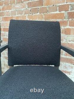 Black Boucle Upholstered dining chairs, Boucle Fabric, 4 Black Dining Chairs