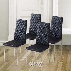 Black Dining Chair Set of2/4 Modern Kitchen Chair PVC Leather Chrome Padded Seat