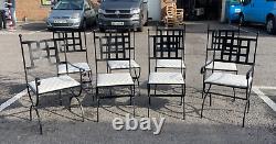 Black Iron Metal Dining Chairs with removable cushion seats set of 8 60291