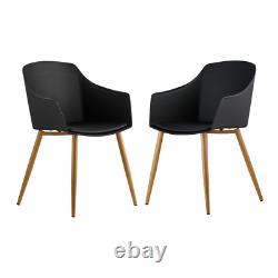 Black Modern Upholstered Fabric Dining Chair with wooden legs Armchairs