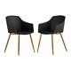 Black Modern Upholstered Fabric Dining Chair With Wooden Legs Armchairs