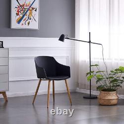 Black Modern Upholstered Fabric Dining Chair with wooden legs Armchairs