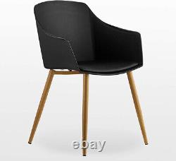 Black Modern Upholstered Fabric Dining Chair with wooden legs Armchairs