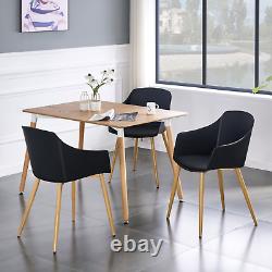 Black Modern Upholstered Fabric Dining Chair with wooden legs Armchairs