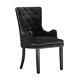 Black Upholstered Velvet Button Dining Chairs Knocker Back Wooden Legs