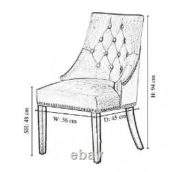 Black Velvet Dining Chairs Upholstered Seat & Back Wooden Legs Dining Room