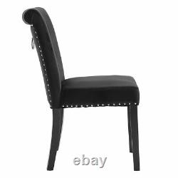 Black Velvet Dining Chairs with Knocker/Ring Back Upholstered Seat, 1, 2, 4, 6