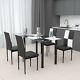 Black & White Glass Dining Table And 4 Faux Leather Chairs Set Upholstered Seat