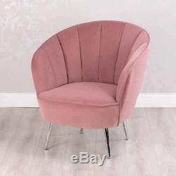 Blush Pale Pink Matte Velvet Accent Upholstered Occasional Bedroom Chair (gb577)