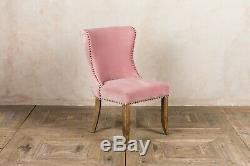 Blush Pink Velvet Dining Chair, Upholstered Side Chair, Button Back