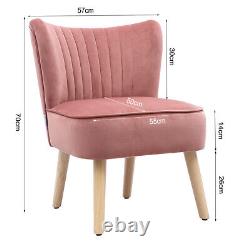 Blush Pink Velvet Single Sofa Wingback Upholstered Dining Dressing Chairs Lounge