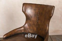 Brown Faux Leather Upholstered Dining Chair Leather Look Wingback Dining Chair