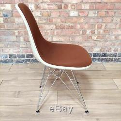 Brown Herman Miller Original Eames Upholstered DSR Dining Side Shell Chair