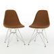 Brown Pair (2) Herman Miller Original Eames Upholstered Dsr Dining Side Chairs