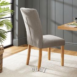 Bunbury Grey Fabric Dining Chair with Oak Legs Kitchen Upholstered Seat