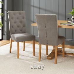 Bunbury Grey Fabric Dining Chair with Oak Legs Kitchen Upholstered Seat