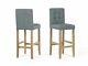 Button Tufted Upholstered Grey Fabric Bar Stool With Backrest Madison