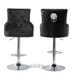 Buttoned Back Dining Chairs Swivel Bar Stools Velvet Upholstered Lion Knocker