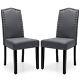 Costway 2pcs Dining Chairs High Back Upholstered Chairs With Adjustable Foot Pads