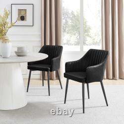 Calla Faux Leather Luxury Dining Chair Black Leg Set of 2