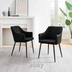 Calla Faux Leather Luxury Dining Chair Black Leg Set of 2