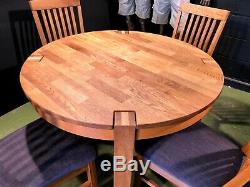 Can Deliver Barker And Stonehouse Round Oak Dining Table + 4 Upholstered Chairs