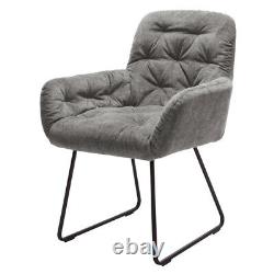 Casual Fabric Padded Armchair Study Dining Chair With Metal Legs Reception Seat
